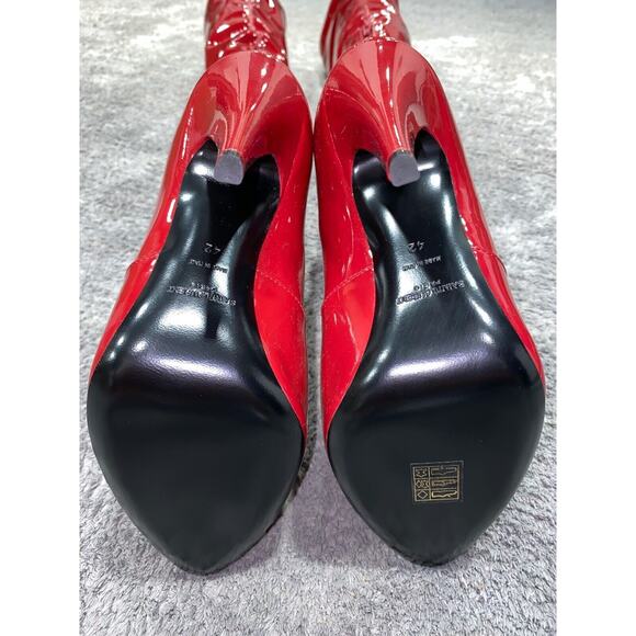 Saint Laurent YSL Aylah 110 Lava Red Patent Thigh High OTK Knee Runway Boot 42 - Picture 12 of 12